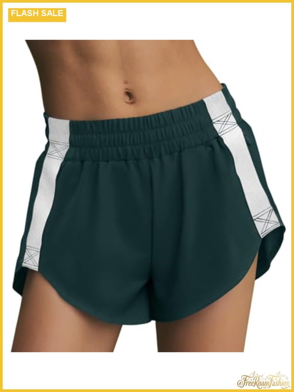 Women's Running Shorts High Waisted Gym Athletic Zip Pocket Contrast